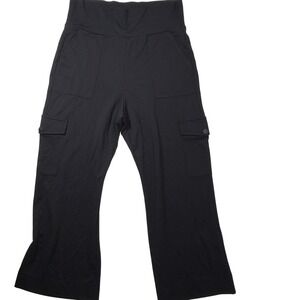 Cabi Cargo Pants Womens XL Black Excellent Wide Leg Knit High Rise Pocket